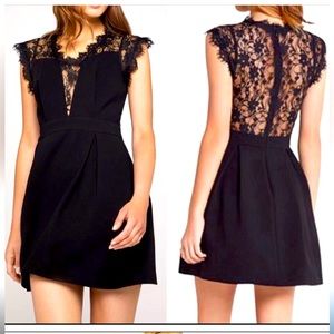 BCBGeneration lace back black mini dress. Sz 8.